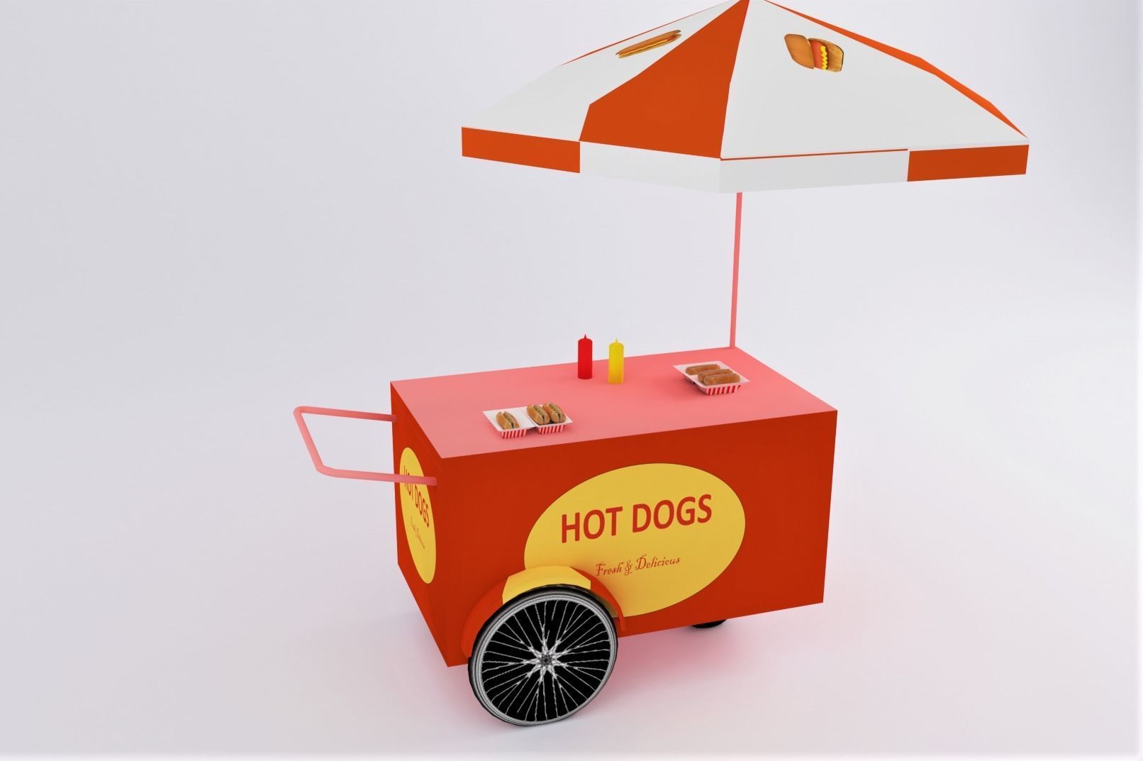Hot Dog Cart Low-poly 3D model_1