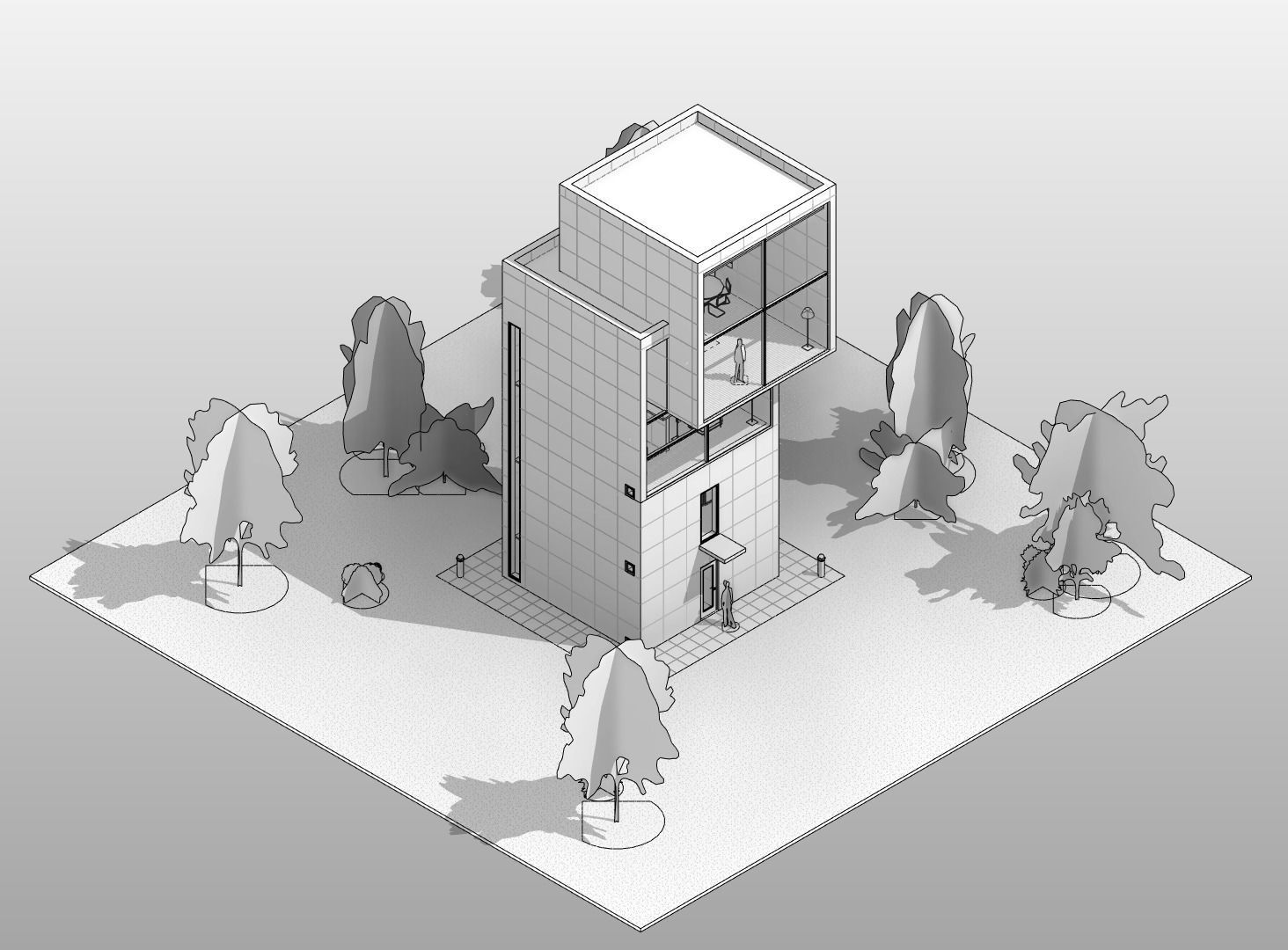 4x4 HOUSE by TADAO ANDO - AUTODESK REVIT 3D model_2