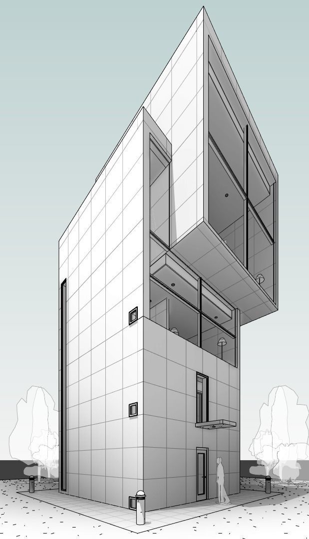 4x4 HOUSE by TADAO ANDO - AUTODESK REVIT 3D model_11