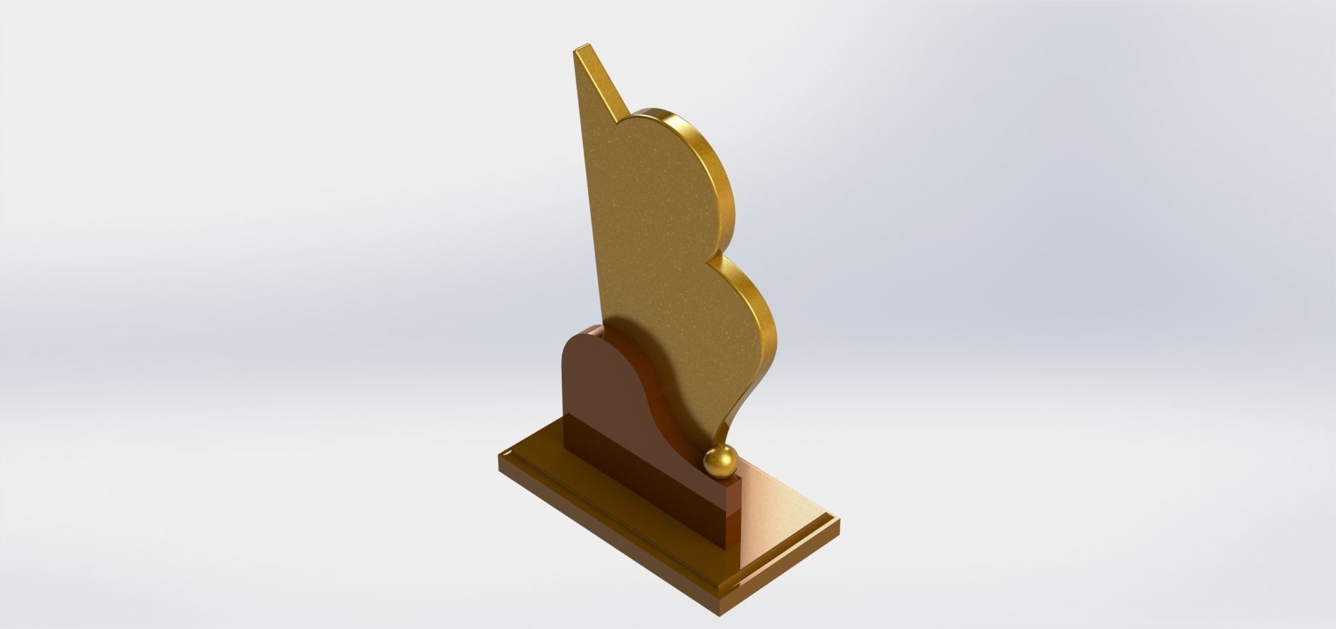 Plaque Model Set golden trophy 3D model_7
