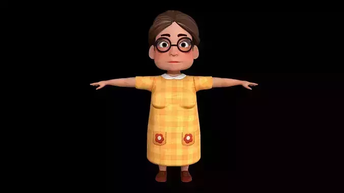 Character-Cartoon-Grandmother- Indian-Rig 3D model
