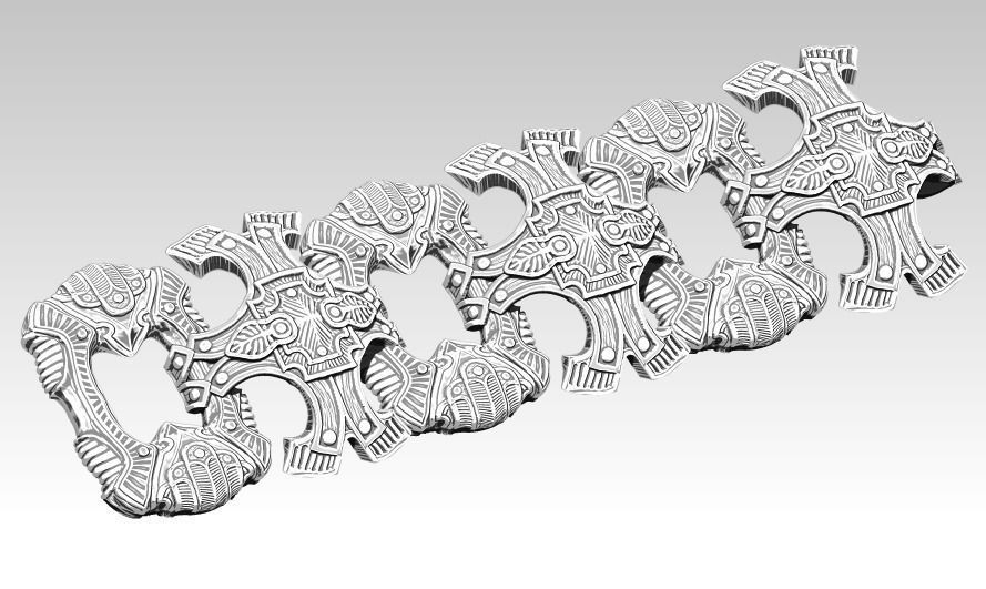 Best Cool High detailed Carved Bracelet jewel chain elements 3D print model_11