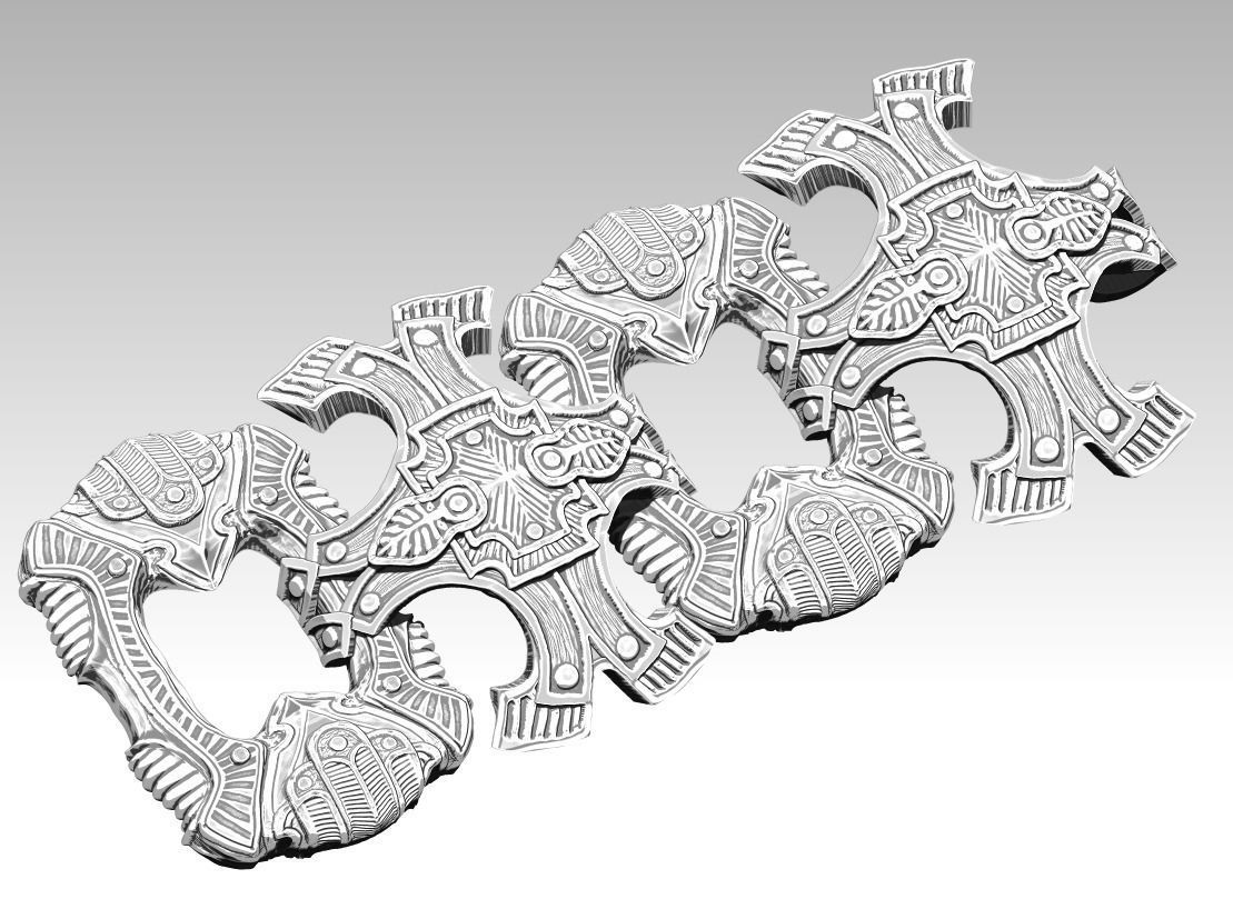 Best Cool High detailed Carved Bracelet jewel chain elements 3D print model_1