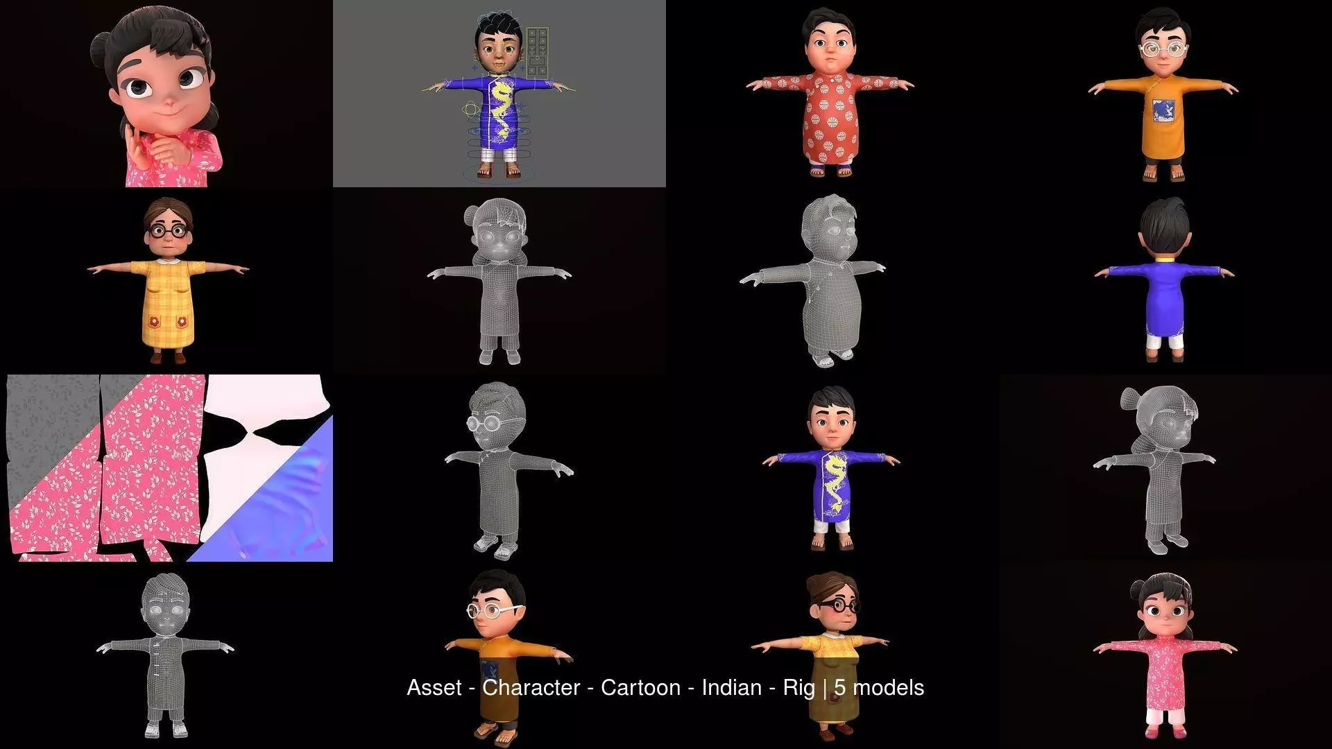 Asset - Character - Cartoon - Indian - Rig 3D Model Collection_0