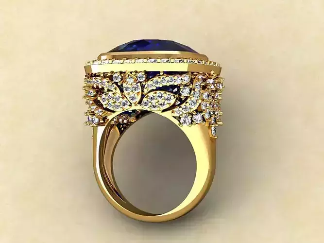 Turkish Blue Saphire Diamond Jewellery Ring