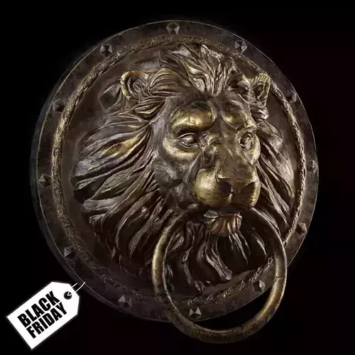Lion Head Door Knocker PBR Lowpoly Low-poly 3D model