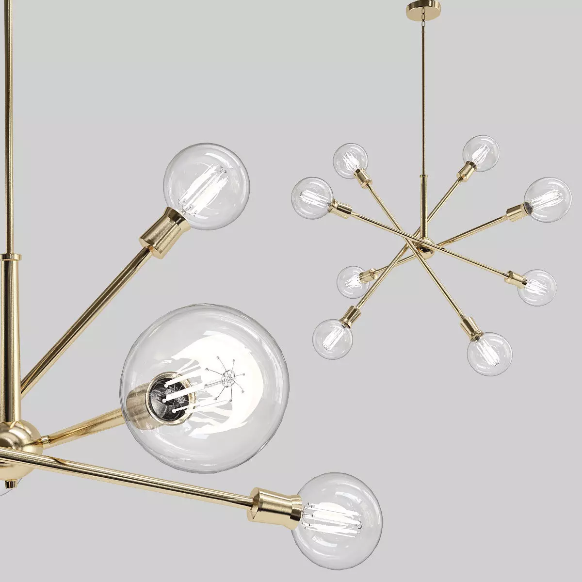 Armstrong Chandelier 8 Light Natural Brass 3D model_0
