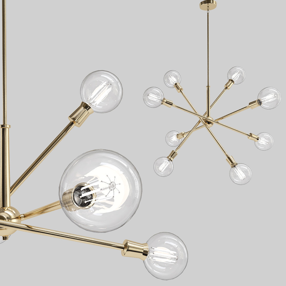 Armstrong Chandelier 8 Light Natural Brass 3D model_5