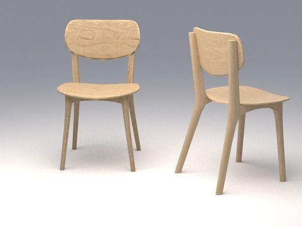 Chairs two wooden Low-poly 3D model_5
