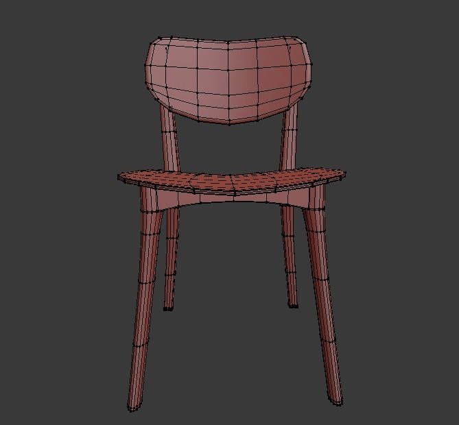 Chairs two wooden Low-poly 3D model_9