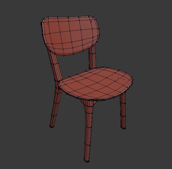 Chairs two wooden Low-poly 3D model_8