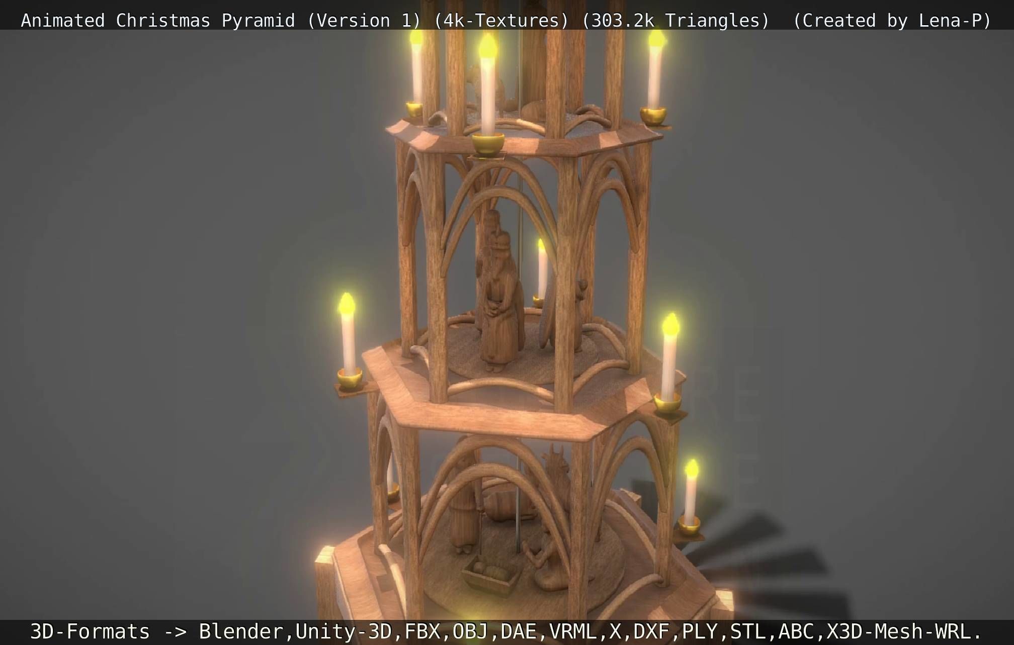 Animated Christmas Pyramid Version 1 3D model_4