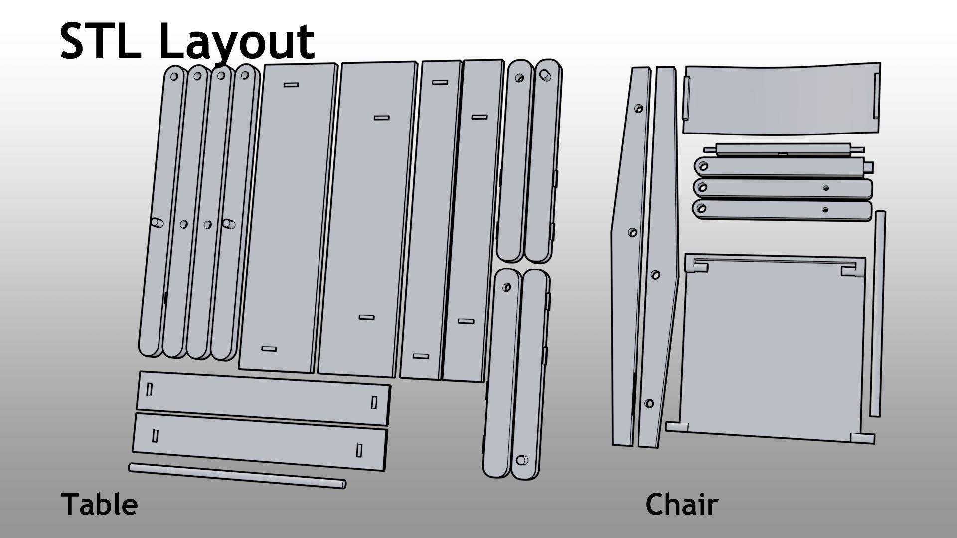 Folding Table and Chair Low-poly 3D model_3