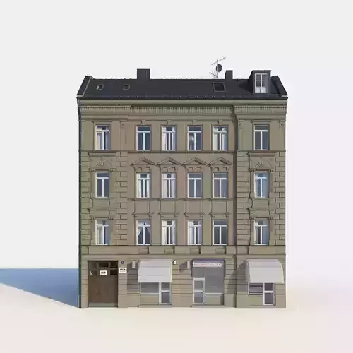 Residential City Building - Row - 16 - Storefront with Stucco