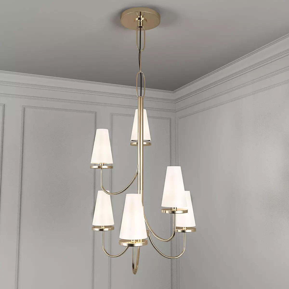 Marcel 6Lt Chandelier White 3D model_0