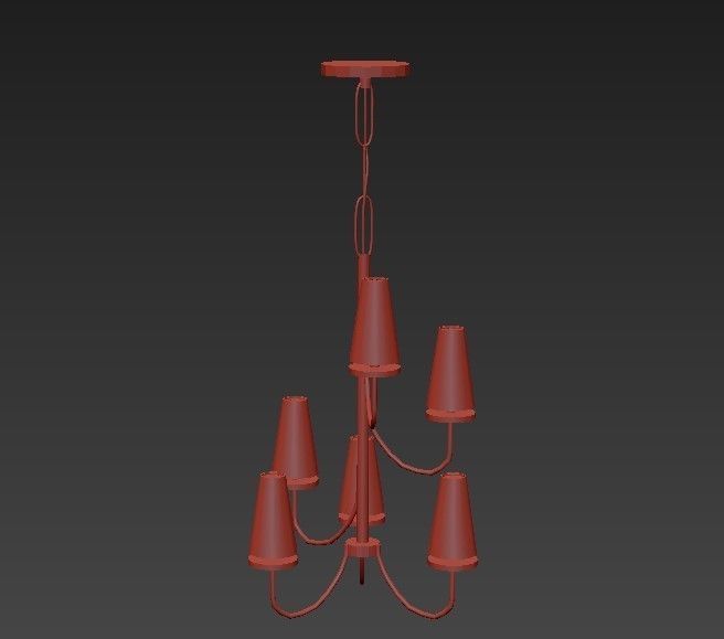 Marcel 6Lt Chandelier White 3D model_4