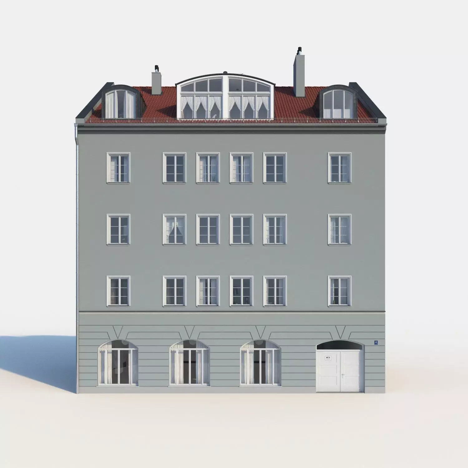 Residential City Building - Row - 14 - Big Dormer 3D model_0
