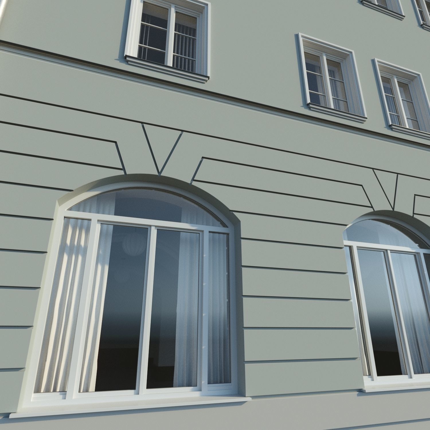 Residential City Building - Row - 14 - Big Dormer 3D model_5