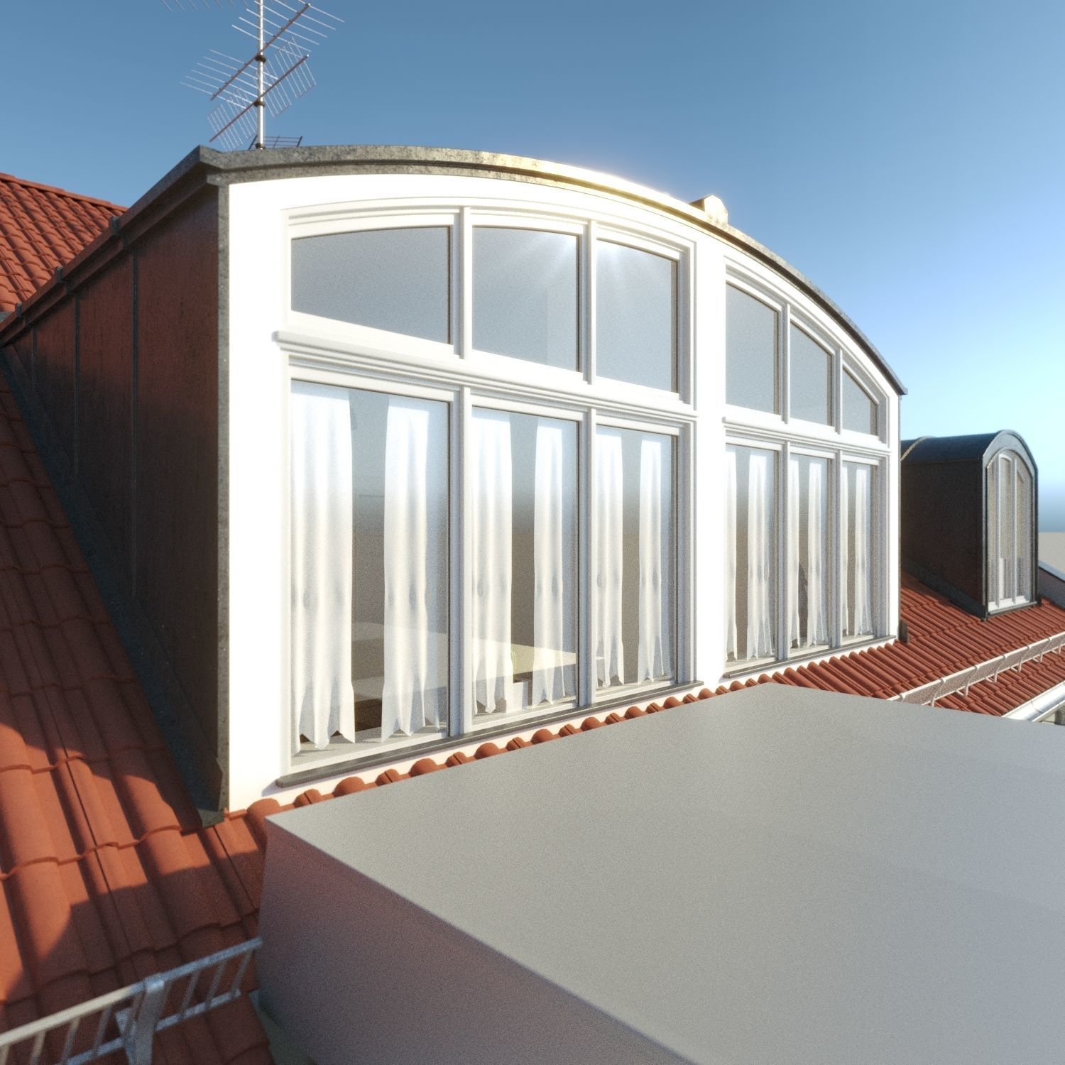 Residential City Building - Row - 14 - Big Dormer 3D model_7
