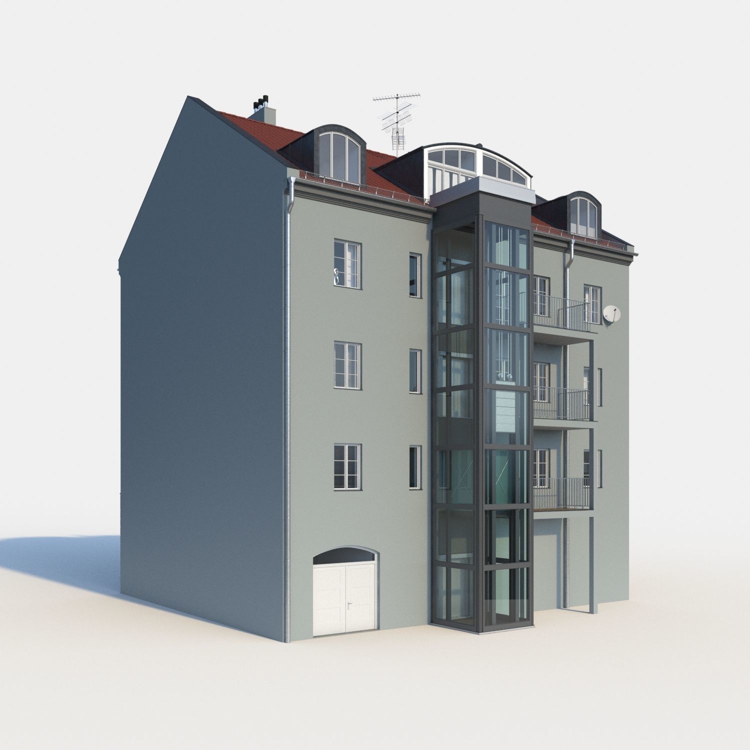 Residential City Building - Row - 14 - Big Dormer 3D model_1