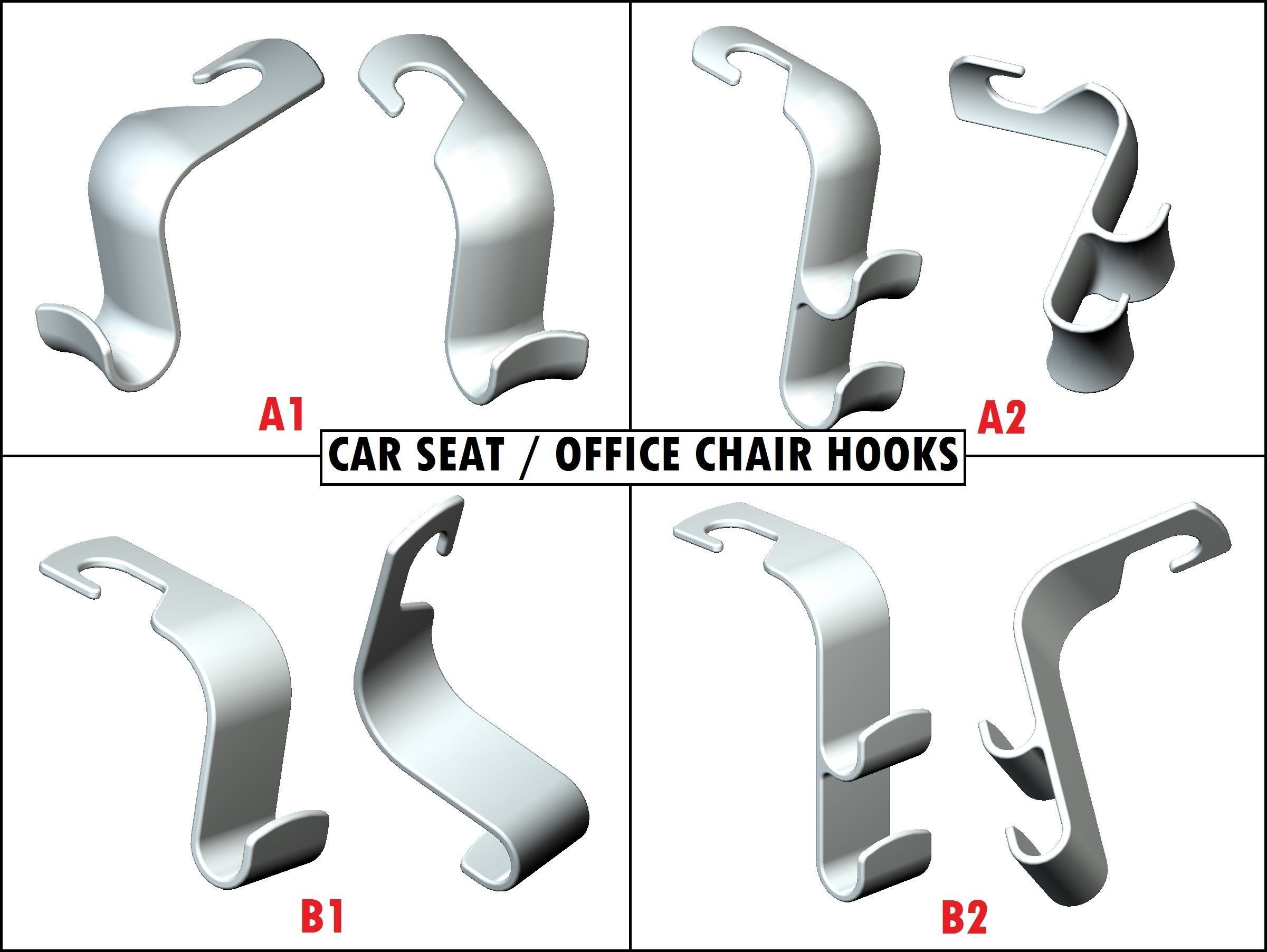 Neckhook car seat office chair hooks 3D print model_1