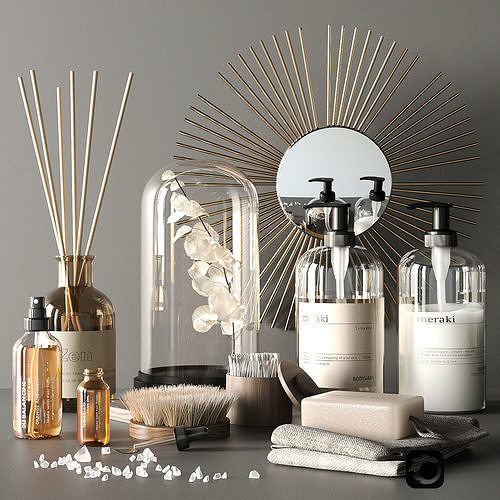 Elegant bathroom accessories 3D model
