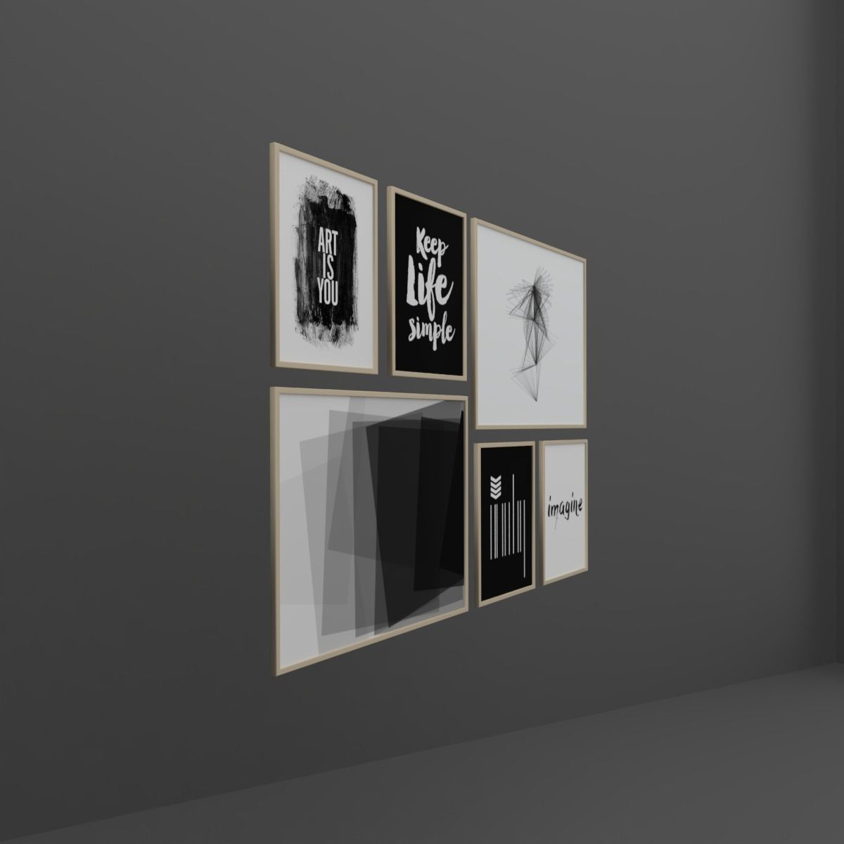 Frame Set of windows Low-poly 3D model_3