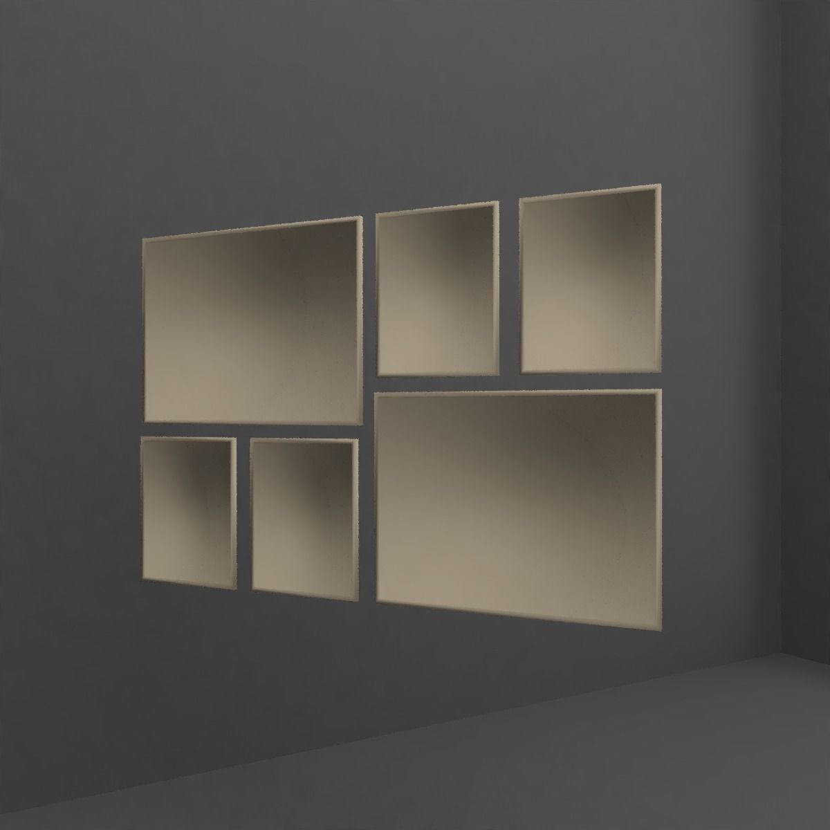 Frame Set of windows Low-poly 3D model_5