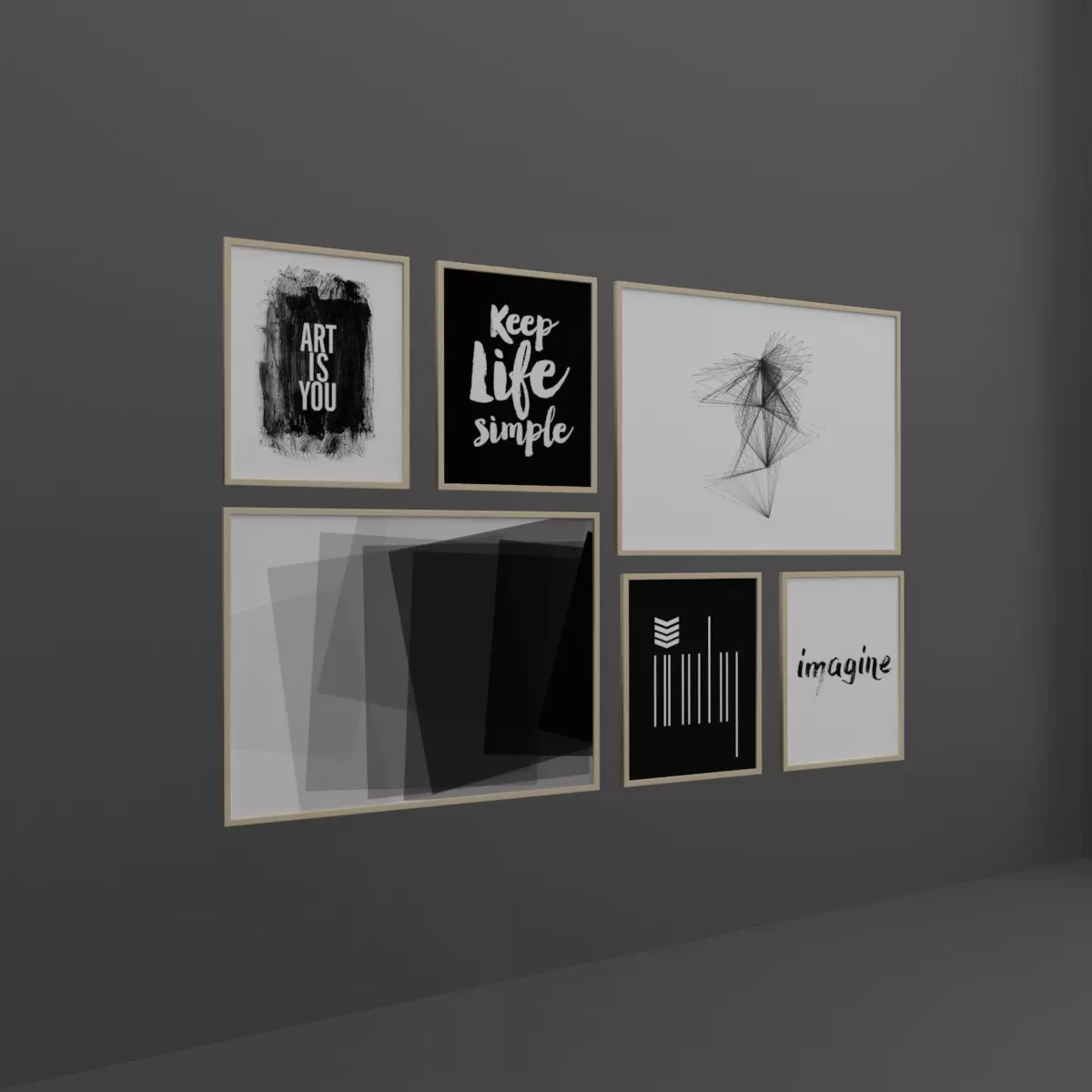 Frame Set of windows Low-poly 3D model_0