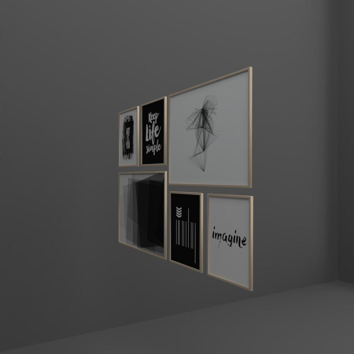 Frame Set of windows Low-poly 3D model_9