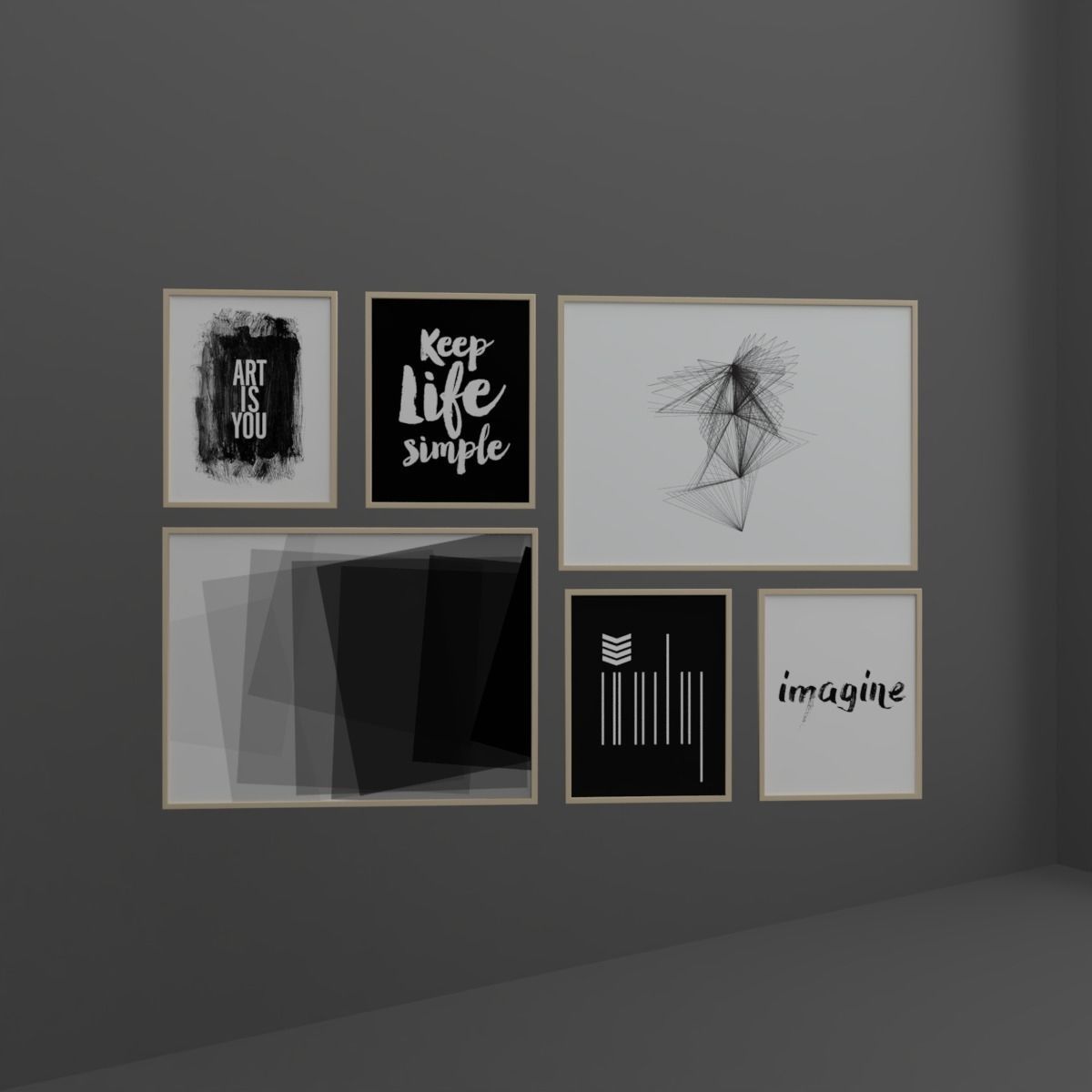 Frame Set of windows Low-poly 3D model_10