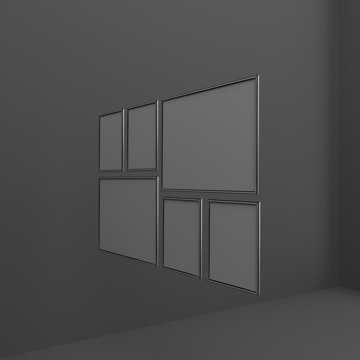 Frame Set of windows Low-poly 3D model_2