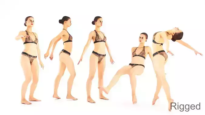 Beautiful woman in a swimsuit  animated 107 Low-poly 3D model