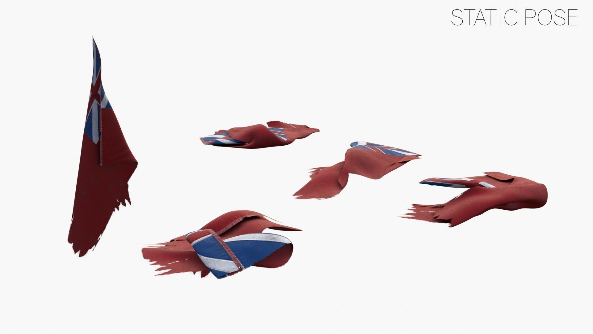 British Red Naval Ensign 1707-1801 Low-poly 3D model_10