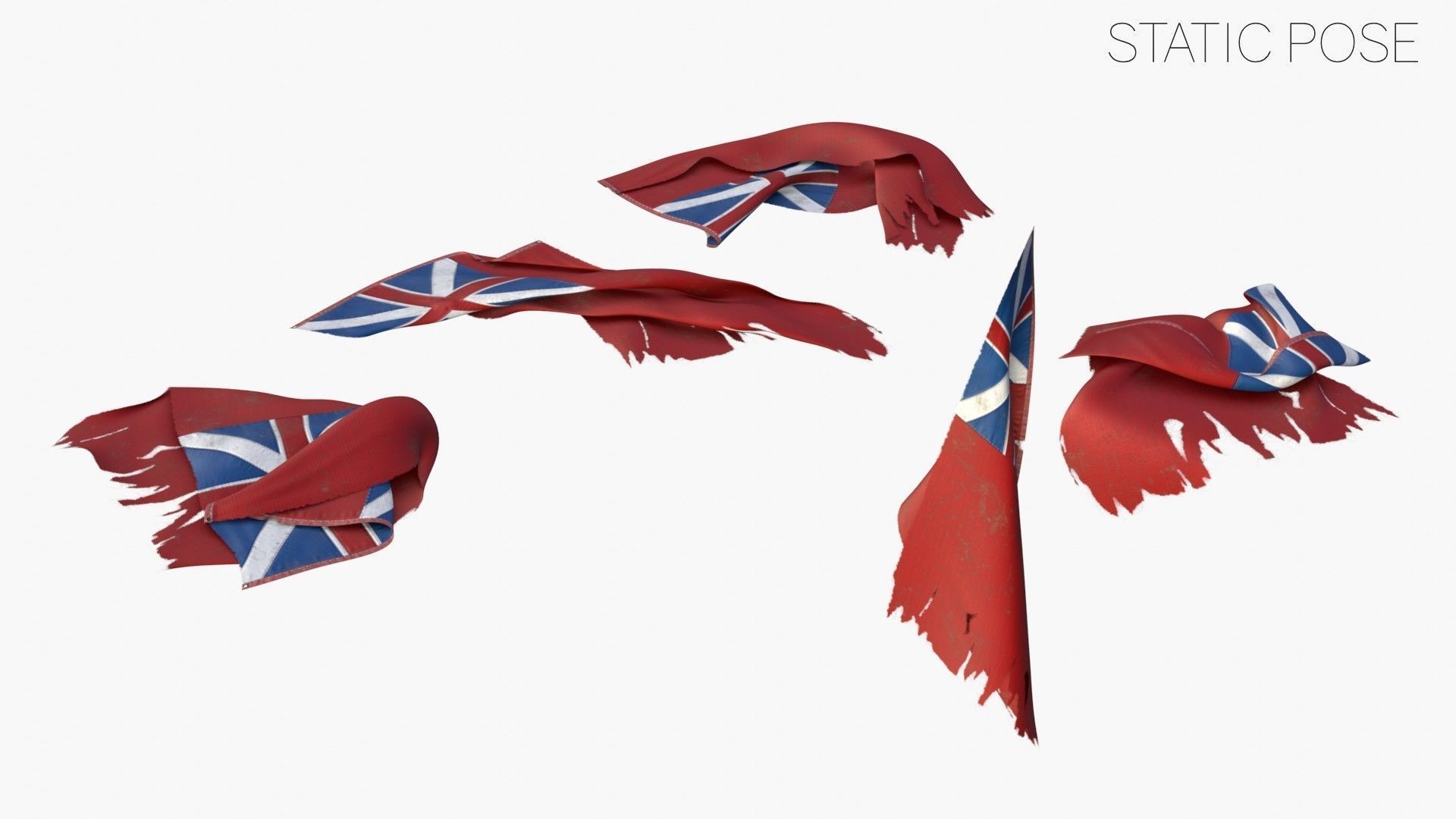 British Red Naval Ensign 1707-1801 Low-poly 3D model_11