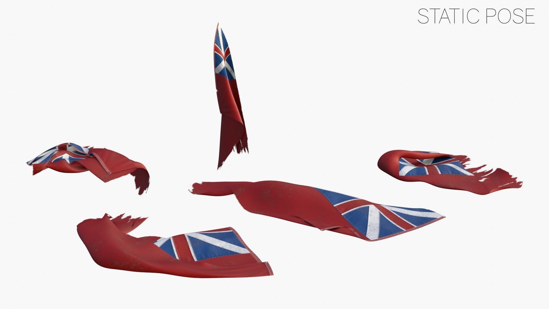 British Red Naval Ensign 1707-1801 Low-poly 3D model_9