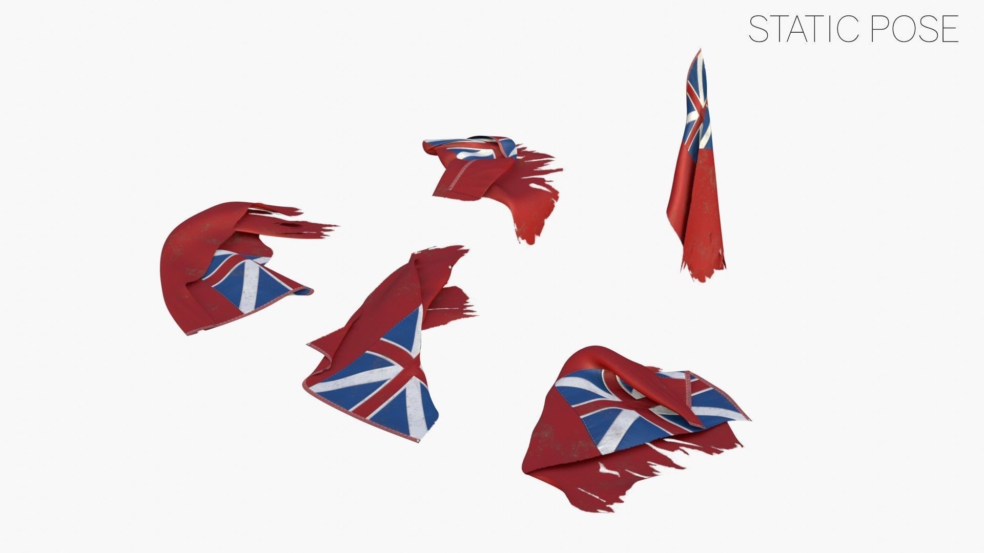 British Red Naval Ensign 1707-1801 Low-poly 3D model_8