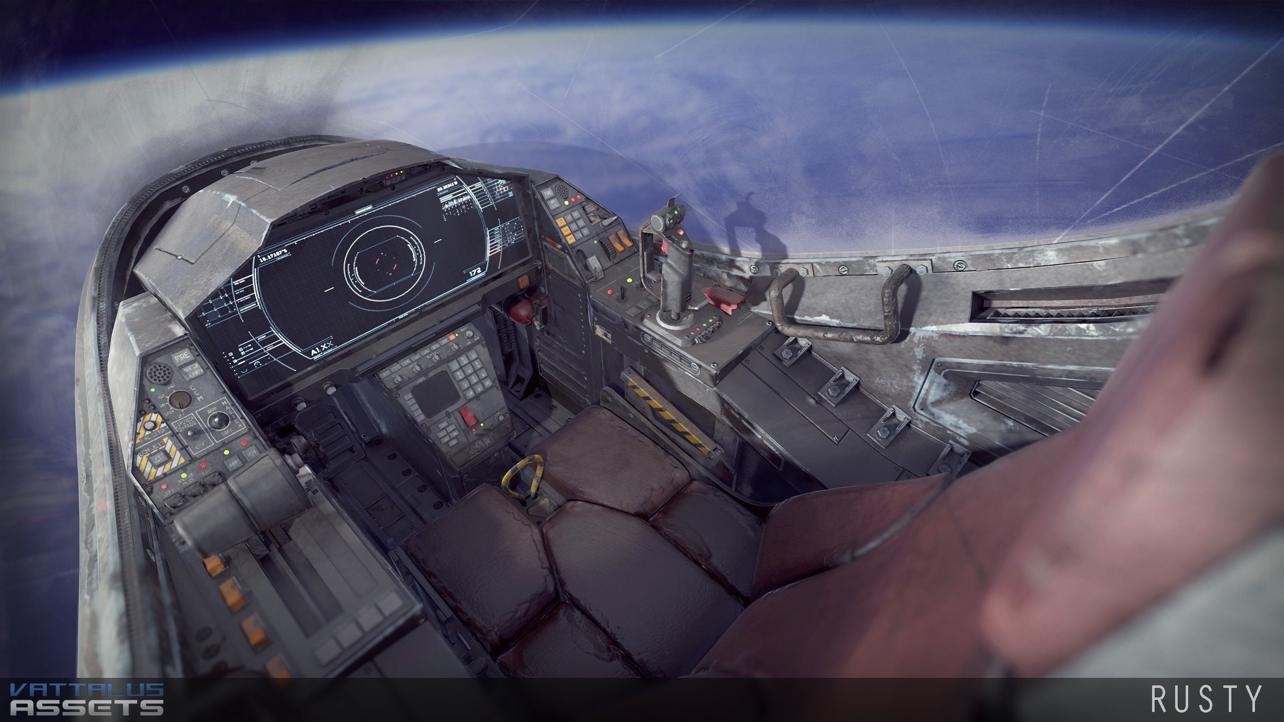 Sci Fi Fighter Cockpit 7 Low-poly 3D model_7