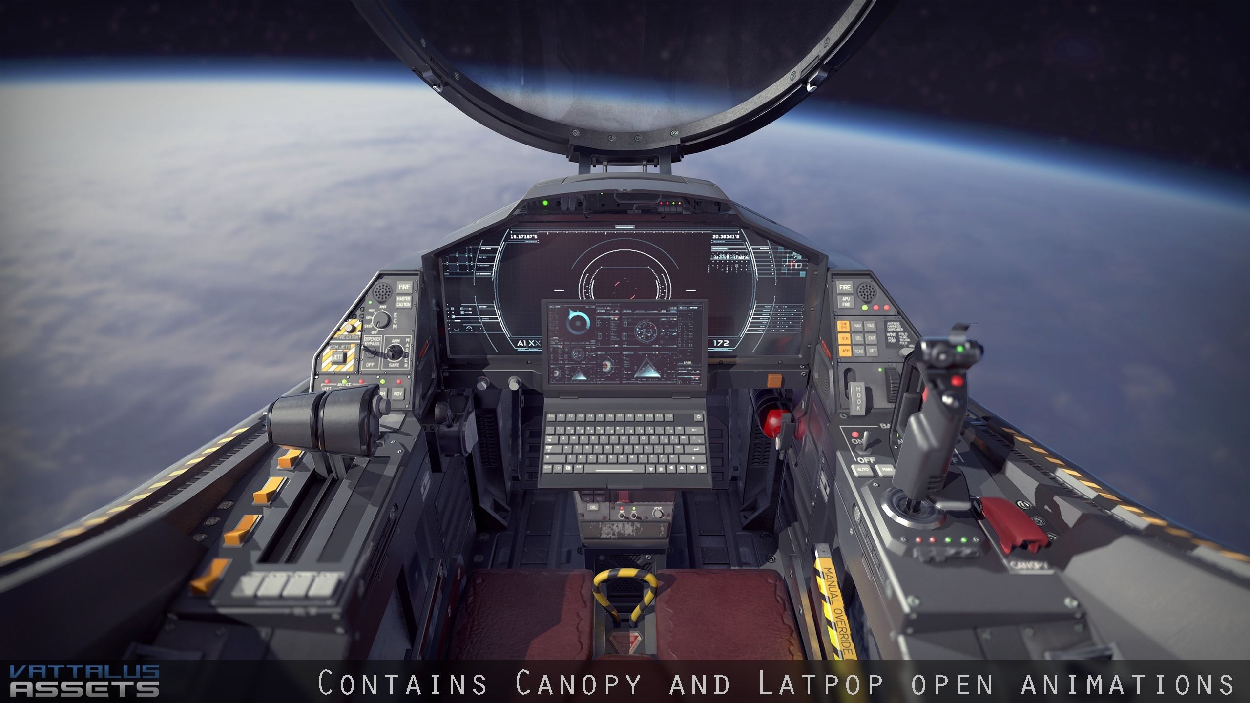 Sci Fi Fighter Cockpit 7 Low-poly 3D model_2