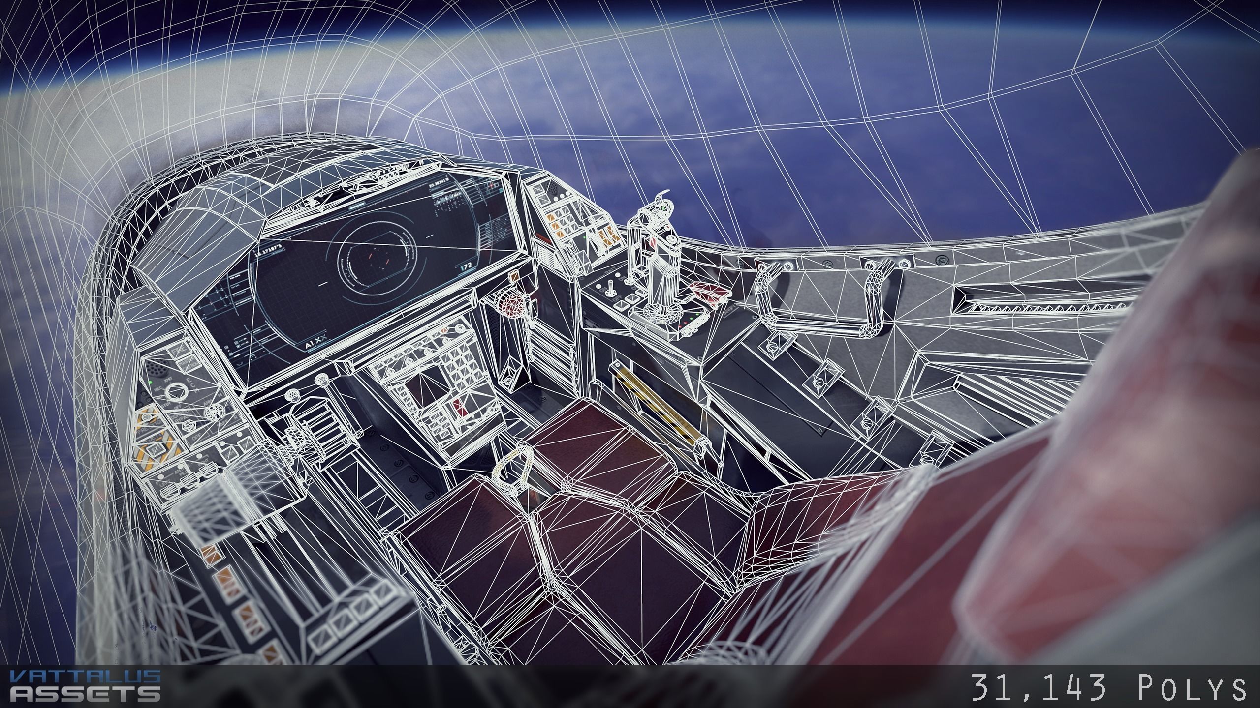 Sci Fi Fighter Cockpit 7 Low-poly 3D model_9