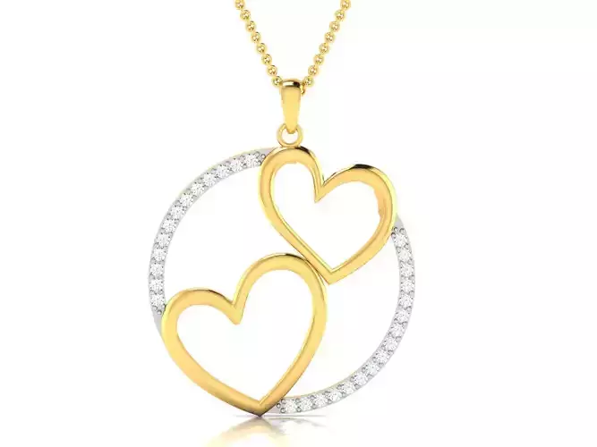 Women double heart pendant 3dm render detail 3D print model