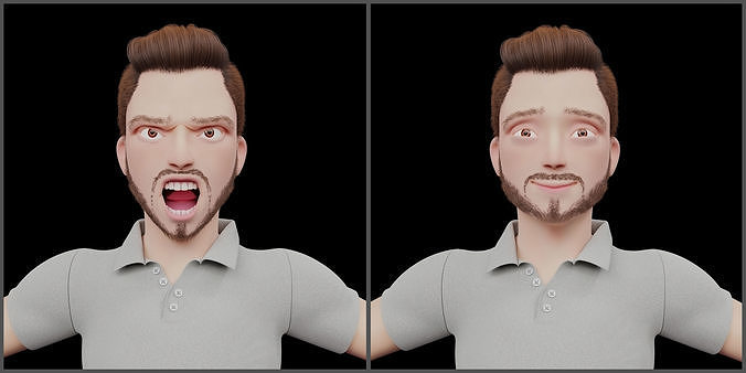 Rigged Stylized Character Man in Blender Cycles and Eevee 3D model