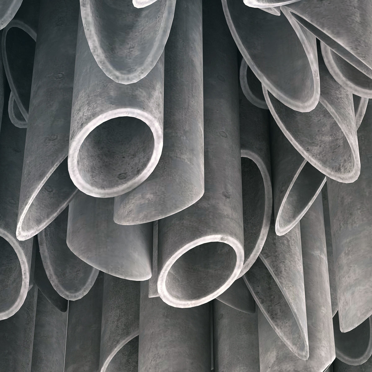 Concrete Cylinder Ceiling 3D model_1