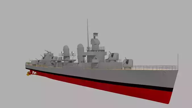USS Fletcher DD-445 Destroyer  3D model