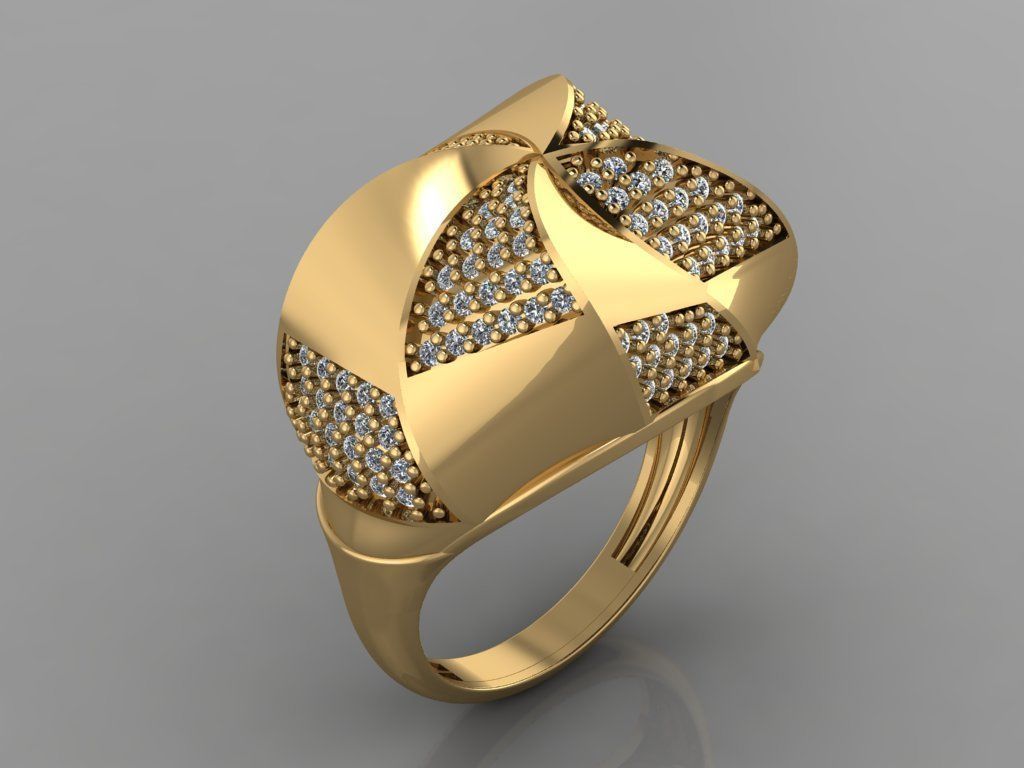 GC GOLD Y164- Diamond gold Ring 3D print model_1