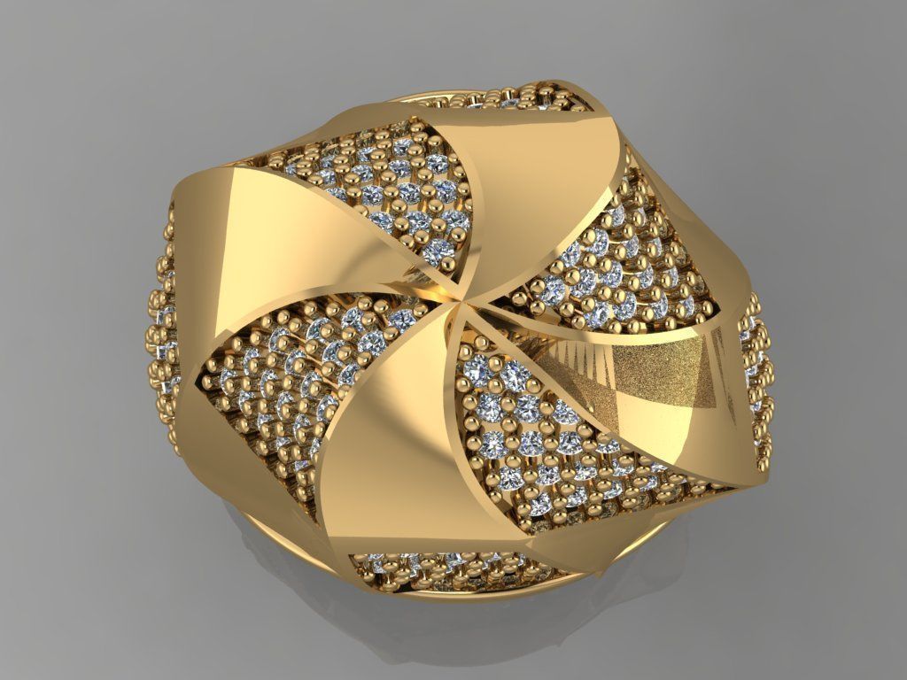 GC GOLD Y164- Diamond gold Ring 3D print model_2
