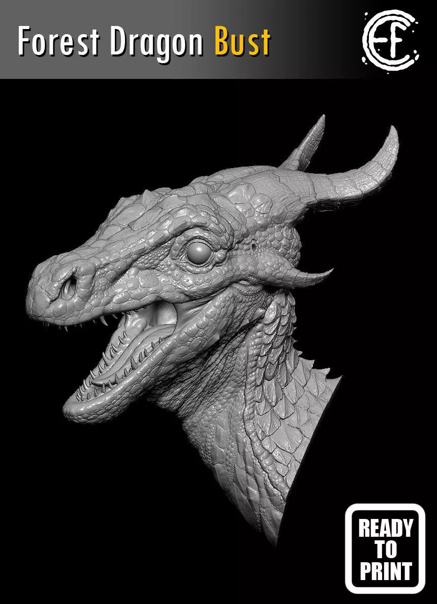 Forest Dragon Bust 3D print model