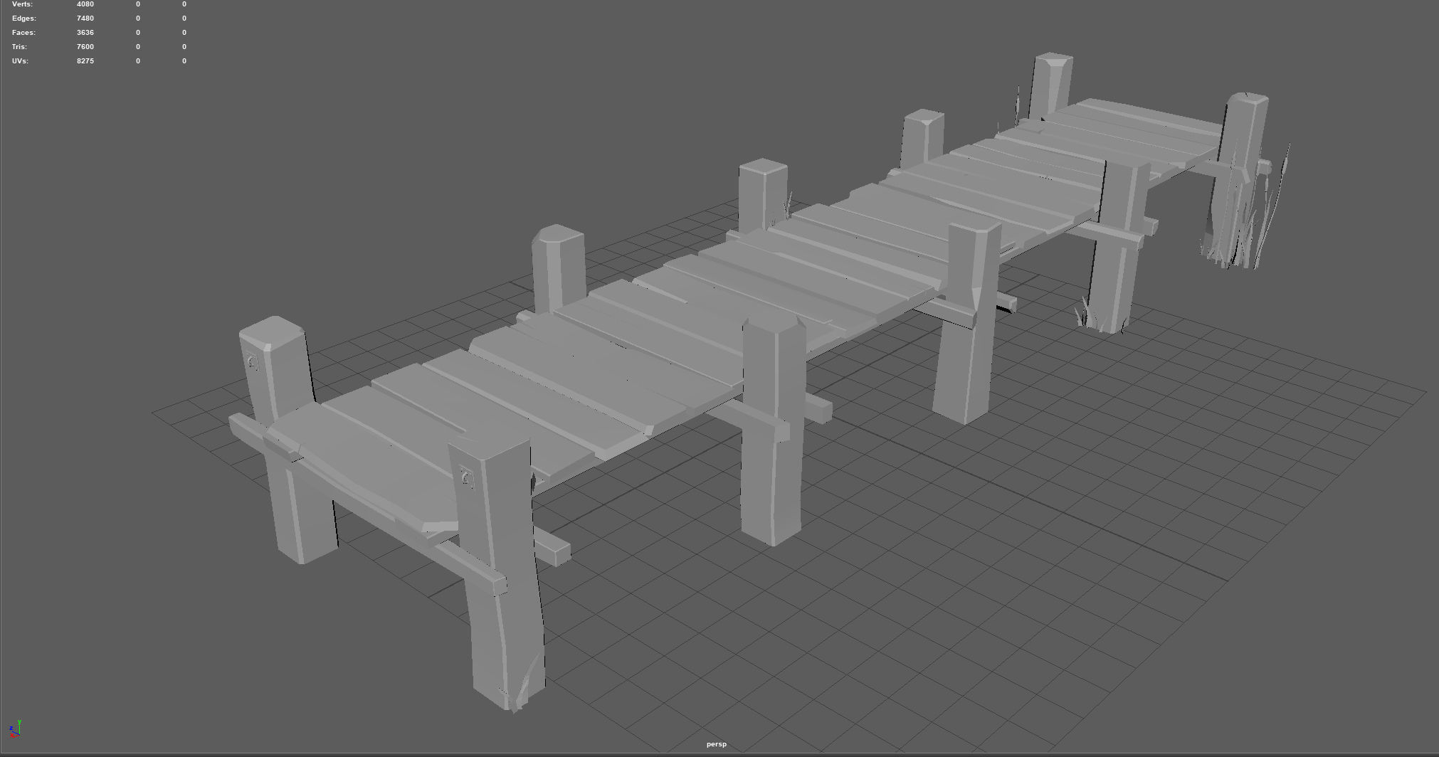 Wooden Pier  Low-poly 3D model_5