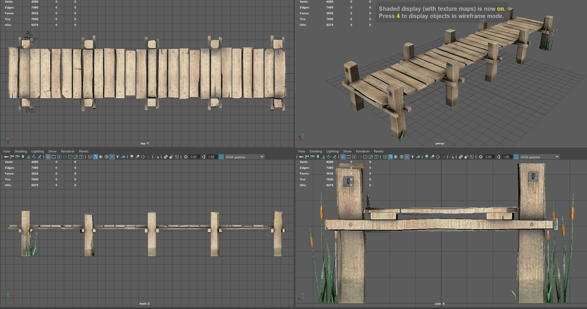 Wooden Pier  Low-poly 3D model_7