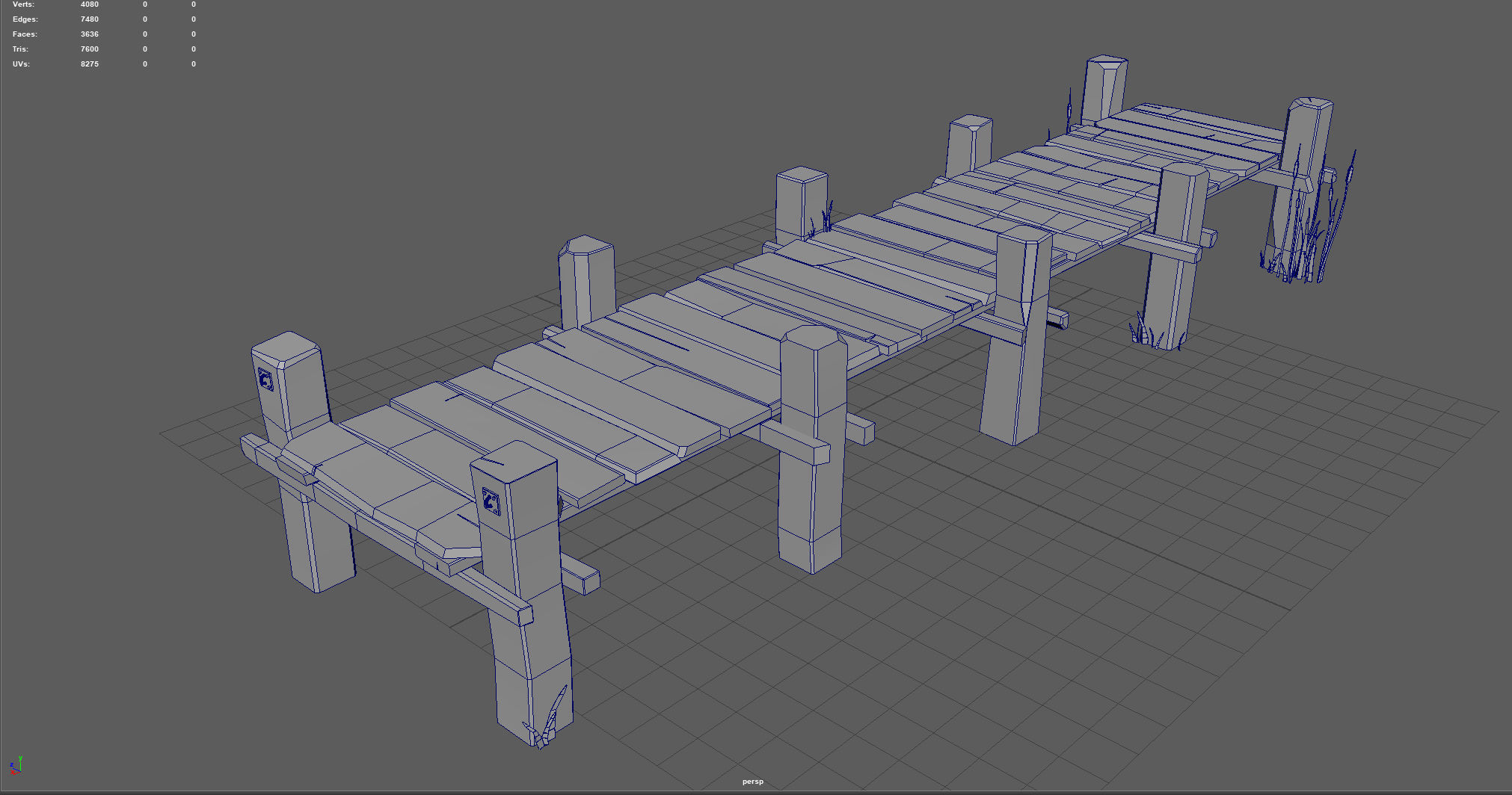Wooden Pier  Low-poly 3D model_6